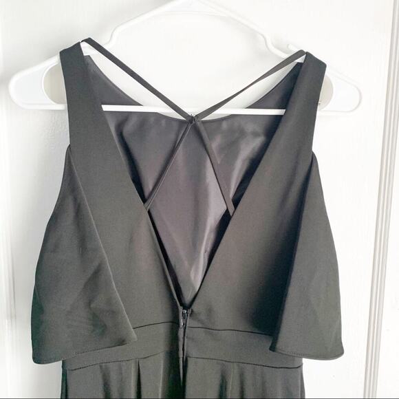 Kleinfeld Satin Formal Cold Shoulder Maxi Dress Strappy Back Black Bridesmaid 2 - Picture 8 of 16
